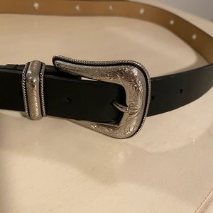 Rebecca Minkoff Black Leather Western Belt S/M